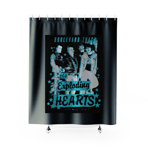 Exploding Hearts Boulevard Trash Shower Curtains