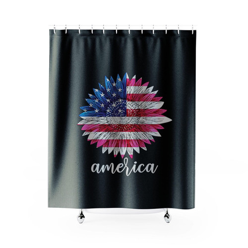 America Sunflower Flag Shower Curtains