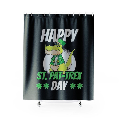 Happy St Patrick Is Day Funny Dinosaur T Rex Shower Curtains