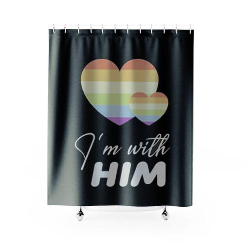 I Am With Him Couple Shower Curtains