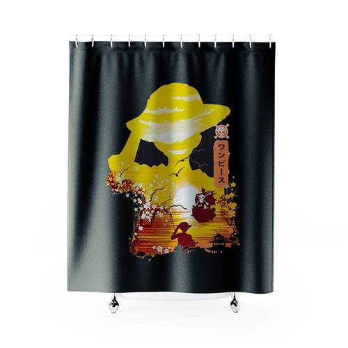 Anime One Piece Sunset Luffy Shower Curtains