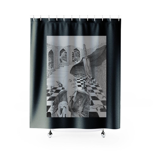 Jorge Luis Borges Illustration Shower Curtains