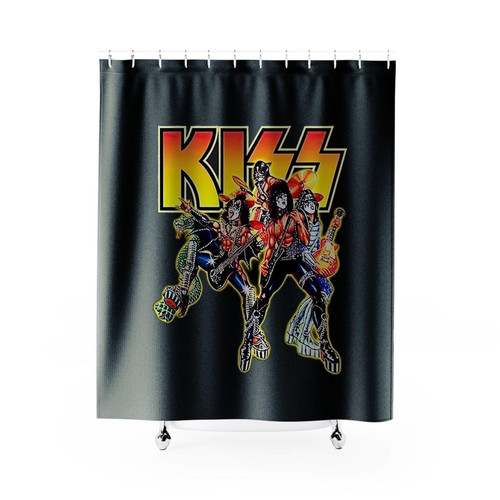 Kiss Band Retro Graphic Rock Heavy Metal Shower Curtains