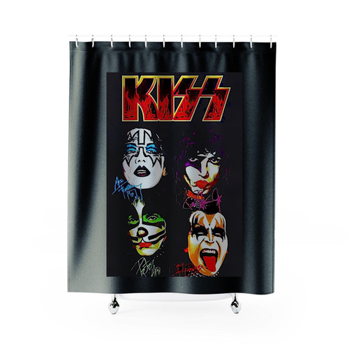 Kiss Neon Band Rock Shower Curtains