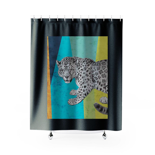 Leopard On Colorful Art Stripes Shower Curtains