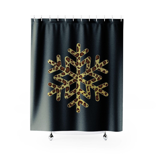 Leopard Print Snowflake Shower Curtains