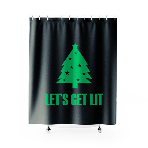 Lets Get Lit Christmas Tree Shower Curtains