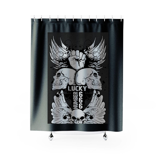 Lucky 666 Skulls Shower Curtains