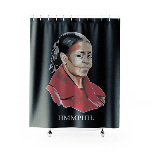 Michelle Obama Funny Portrait Political Unimpressed Shower Curtains