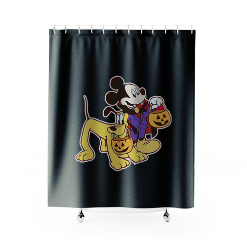 Mickey And Pluto Halloween Shower Curtains