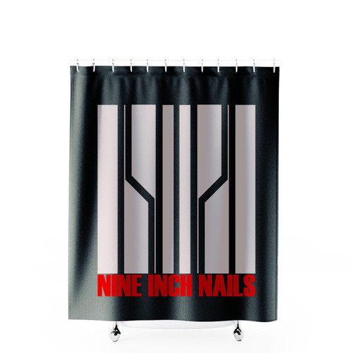 Nine Inch Nails Lines Design Red Shower Curtains