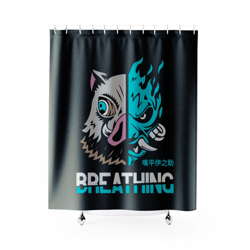 Cyber Breathing Inosuke Kimetsu No Yaiba Shower Curtains
