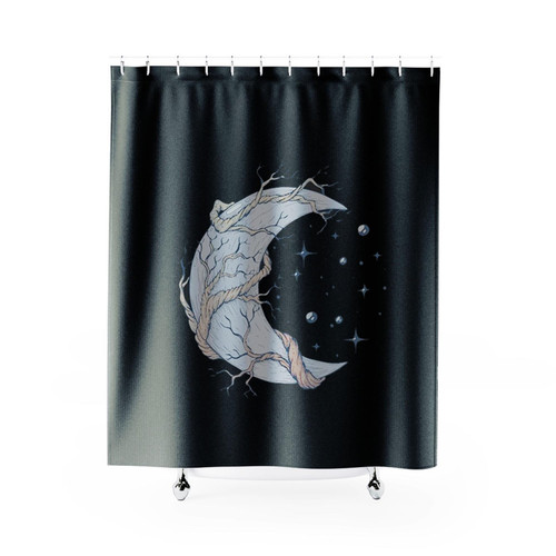 Moon With Branches Of A Tree Shower Curtains Moon With Branches Of A Tree Shower Curtains