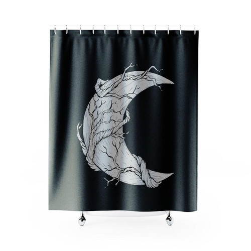 Moon With Branches Of A Tree Logo Art Shower Curtains Moon With Branches Of A Tree Logo Art Shower Curtains