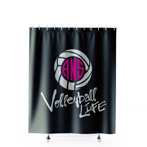 Official Tm Volleyball Life Script Custom Monogram Long Shower Curtains Official Tm Volleyball Life Script Custom Monogram Long Shower Curtains