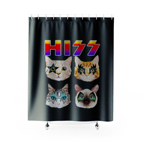 Funny Cat Hiss Rock And Roll For Cat Lover Shower Curtains