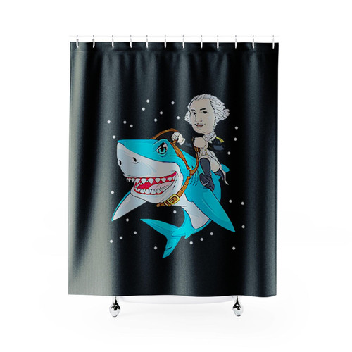 George Washington Riding A Shark Shower Curtains