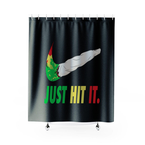 Just Hit It Nike Parody Cannabis Shower Curtains Just Hit It Nike Parody Cannabis Shower Curtains
