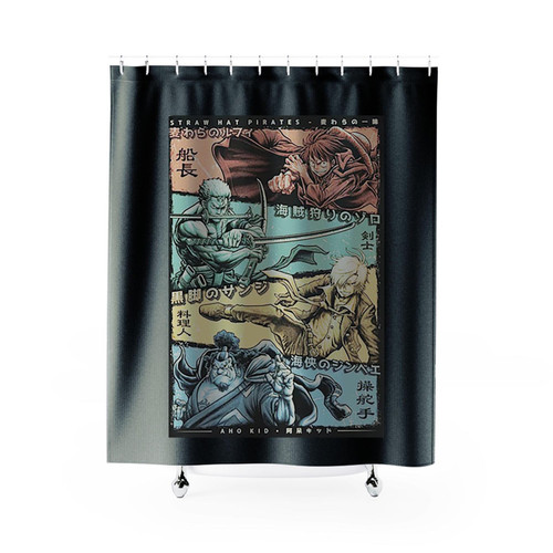 One Piece Anime Straw Hat Shower Curtains