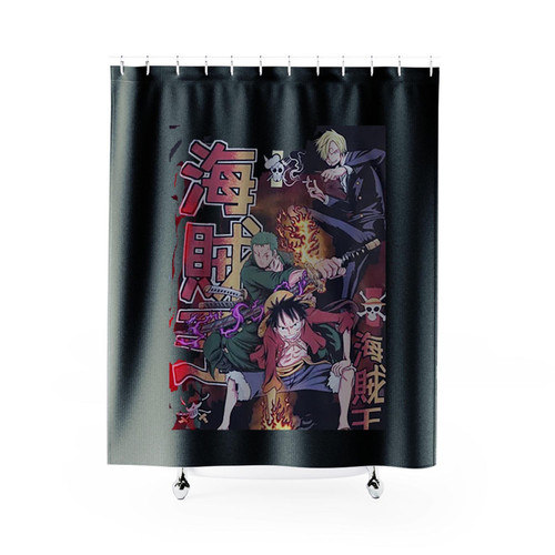 One Piece Straw Hat Trio Sanji Zoro Luffy Shower Curtains