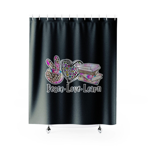 Peace Love Learn Funny Shower Curtains