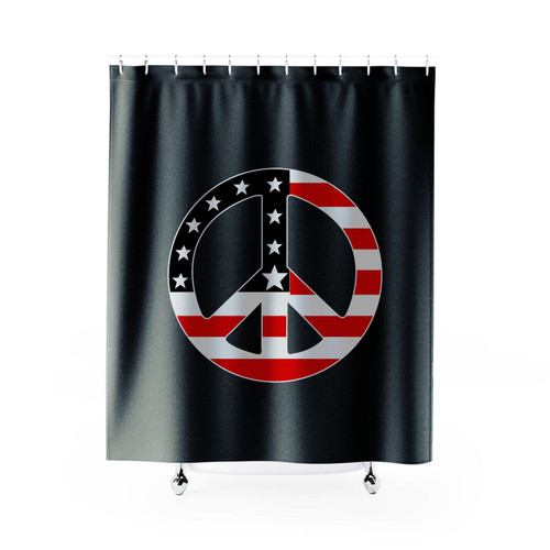 Peace Sign Usa American Flag Shower Curtains