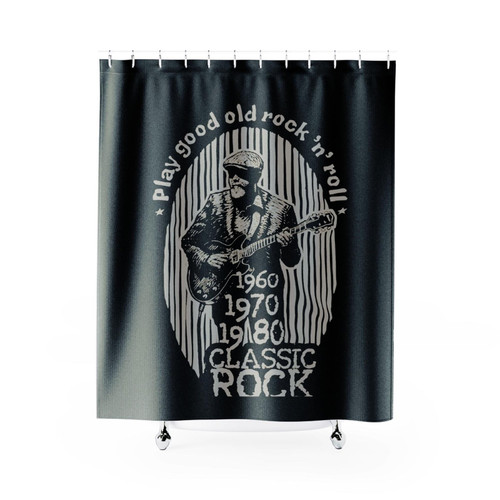 Play Good Old Rock N Roll Guitarist Rock Shower Curtains
