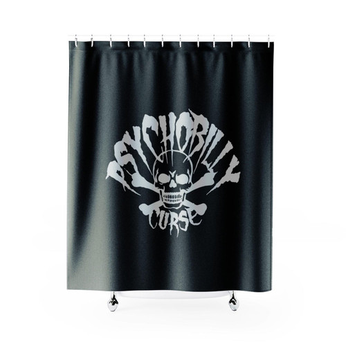 Psychobilly Curse Skull And Crossbones Shower Curtains Psychobilly Curse Skull And Crossbones Shower Curtains