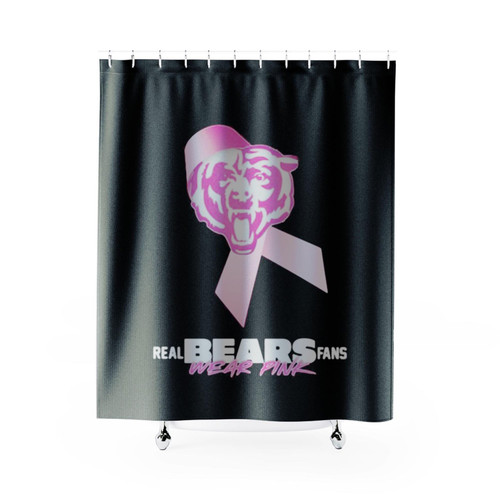 Real Chicago Bears Fans Wear Pink Logo Cancer Awareness Shower Curtains