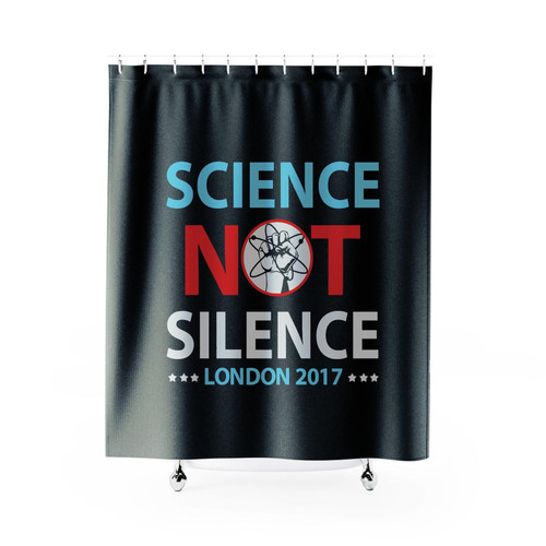 Science Not Silence London Shower Curtains