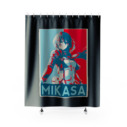 Poster Mikasa Attack On Titan Anime Shower Curtains
