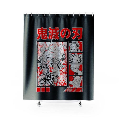 Retro Japanese Demon Hunter Demon Slayer Kimetsu No Yaiba Shower Curtains