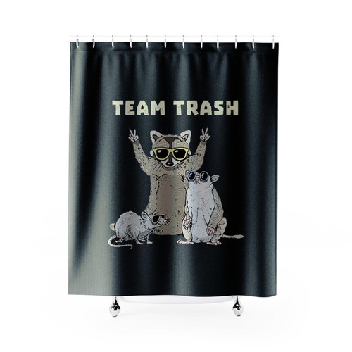 Team Trash Opossum Raccoon Rat Funny Animals Garbage Gang Shower Curtains