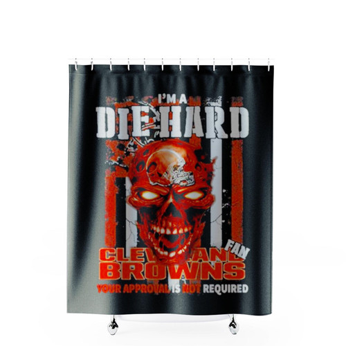 Skull Im A Die Hard Cleveland Browns Fan Your Approval Is Not Required Usa Flag Shower Curtains