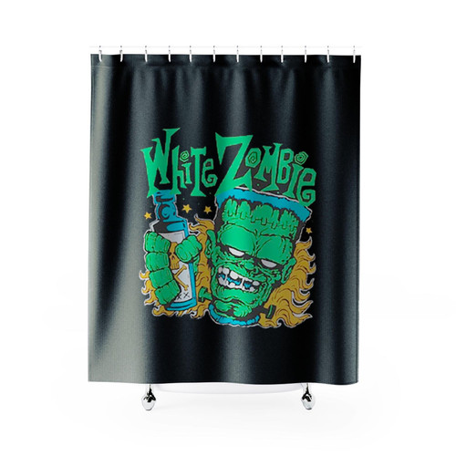 White Zombi Zombie Frankenstein On The Booze Song Shower Curtains White Zombi Zombie Frankenstein On The Booze Song Shower Curtains