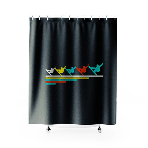 Snowboarding Retro Shower Curtains