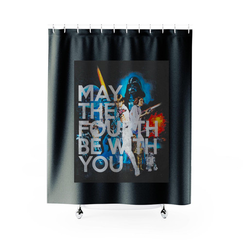 Star Wars May The Fourth Be With You Vintage Movie Poster Shower Curtains