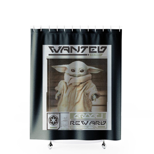 Star Wars The Mandalorian Grogu Wanted Shower Curtains