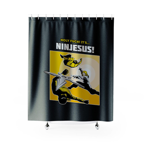 Ninjesus Ninja Jesus Christ Chirch Bible Religious Shower Curtains