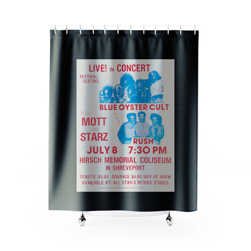 Blue Oyster Cult Rush Hirsch Memorial Concert Handbill Concert Shower Curtains