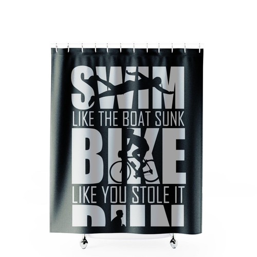 Swim Bike Run Funny Triathlete Shower Curtains