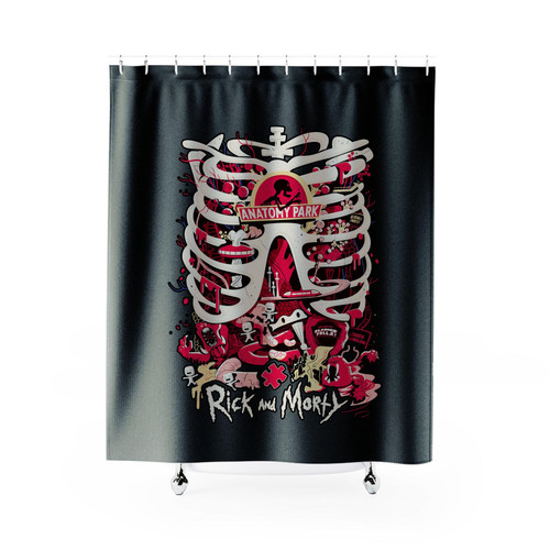 Rick And Morty Anatomy Park Puzzle Shower Curtains