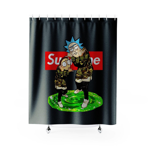 Rick And Morty Parody Supreme Shower Curtains