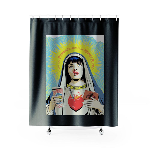 Saint Mia Wallace Virgin Mary Shower Curtains