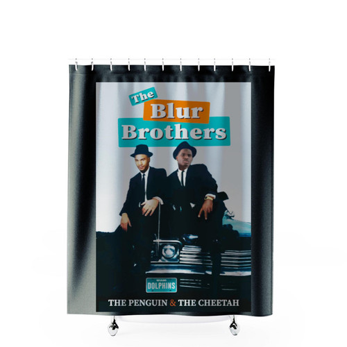 The Blur Brothers The Penguin & The Cheetah Shower Curtains