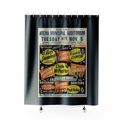 Fats Domino Chuck Berry Everly Bro Rock & Roll Concert Poster Shower Curtains