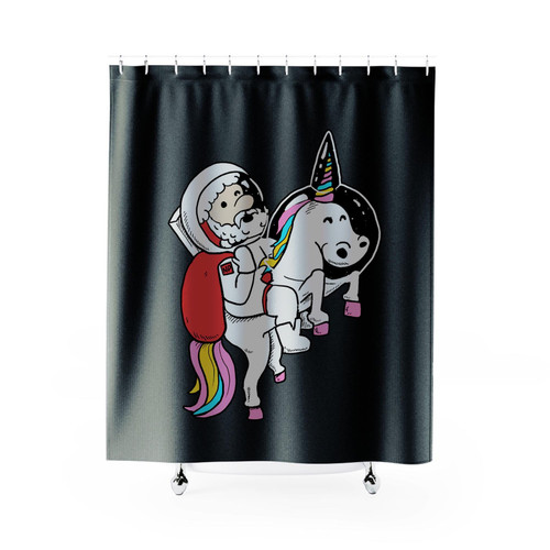 Santa Riding A Unicorn Shower Curtains