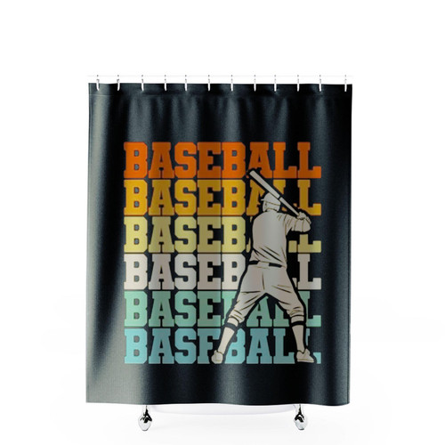 Baseball Player Retro Shower Curtains