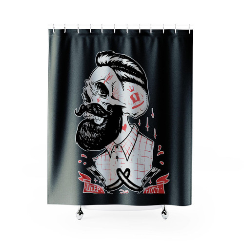 Skull Hipster Beard Deep Cuts Shower Curtains