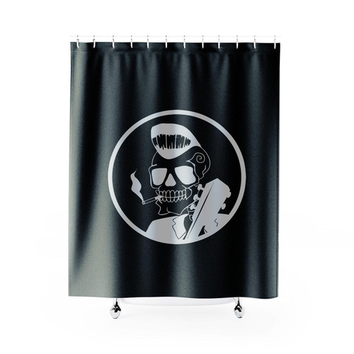Smoke Guitar Skull Rockabilly Shower Curtains